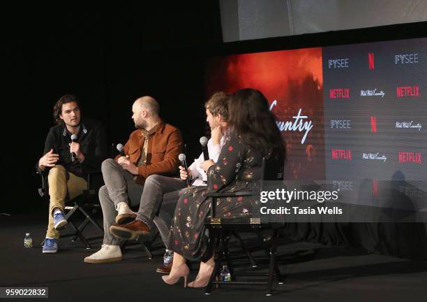 Maclain Way, Chapman Way, Mark Duplass and Yvonne Villarreal speak onstage at Los Angeles Times The Envelope Screening Series presents Netflix's...