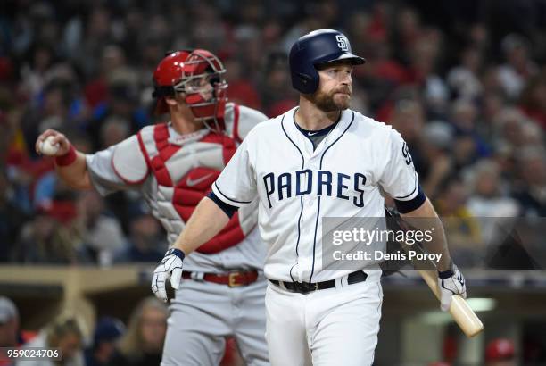 Chase Headley of the San Diego Padres plays during a baseball game against the St. Louis Cardinals at PETCO Park on May 10, 2018 in San Diego,...