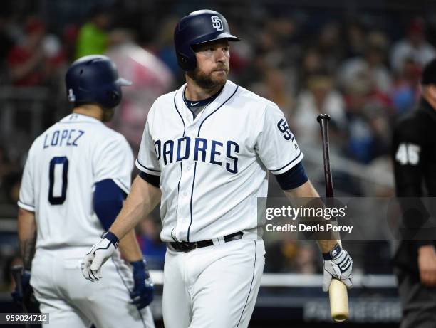 Chase Headley of the San Diego Padres plays during a baseball game against the St. Louis Cardinals at PETCO Park on May 10, 2018 in San Diego,...