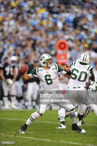 Playoffs: New York Jets QB Mark Sanchez in action vs San Diego Chargers. San Diego, CA 1/17/2010 CREDIT: Robert Beck