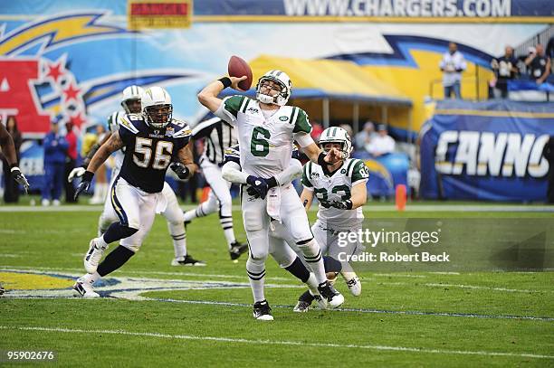 Playoffs: New York Jets QB Mark Sanchez in action vs San Diego Chargers. San Diego, CA 1/17/2010 CREDIT: Robert Beck