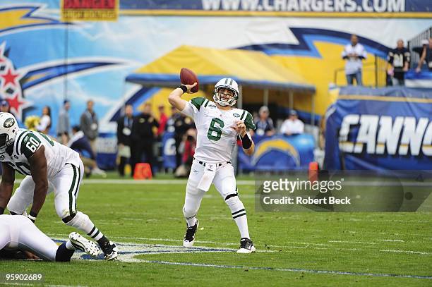 Playoffs: New York Jets QB Mark Sanchez in action vs San Diego Chargers. San Diego, CA 1/17/2010 CREDIT: Robert Beck