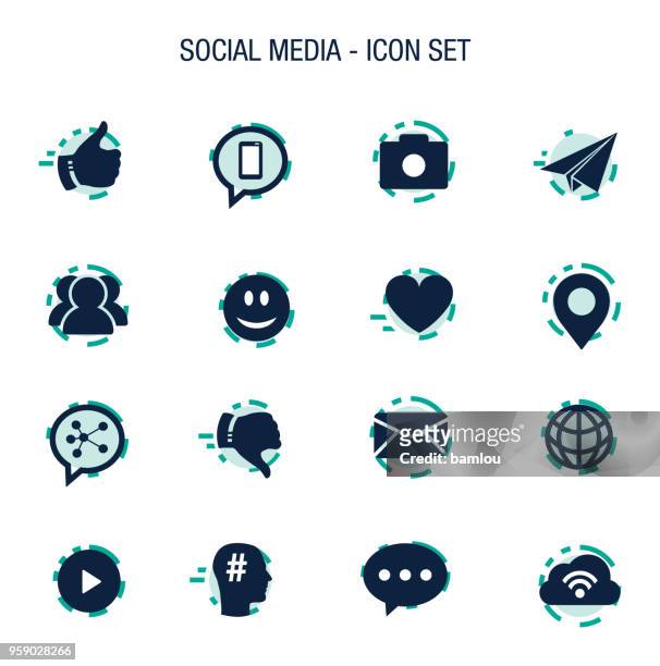 social media icon set - smiley face vector stock illustrations