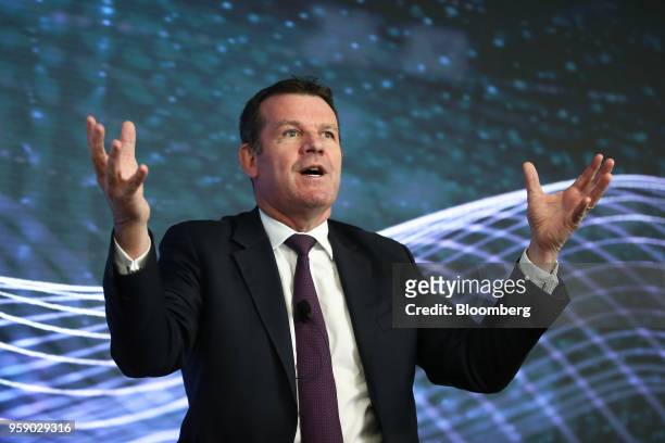 Brett Himbury, chief executive officer of IFM Investors Pty, gestures as he speaks during the Bloomberg Invest conference in Sydney, Australia, on...