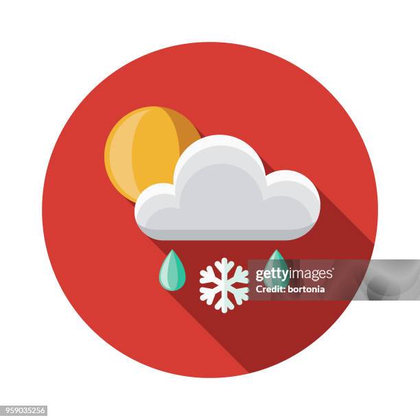 freezing rain flat design weather icon with side shadow - sleet rain stock illustrations