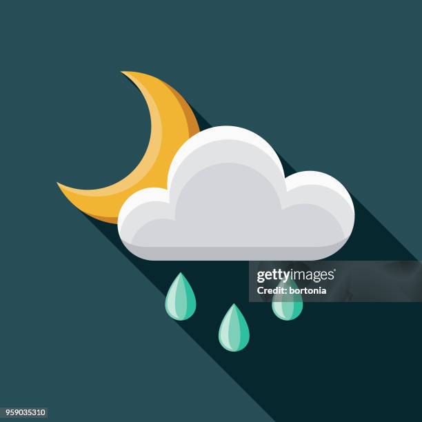 rain flat design weather icon with side shadow - overnight stock illustrations