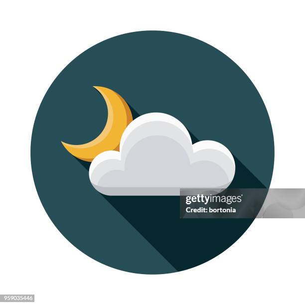 cloudy flat design weather icon with side shadow - cloudy night stock illustrations