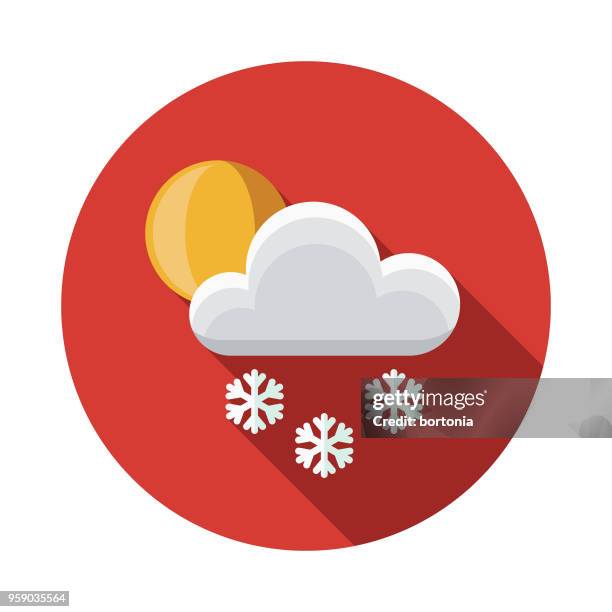 snowing flat design weather icon with side shadow - winter weather update stock illustrations