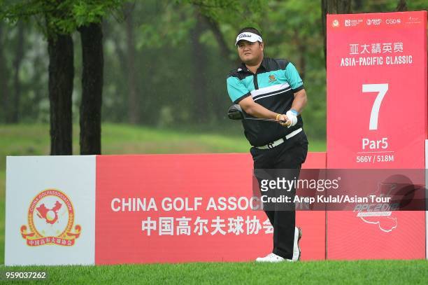 Prom Meesawat of Thailand pictured during practice round ahead of 2018 Asia Pacific Classic at St. Andrews Golf Club on May 16, 2018 in Zhengzhou,...