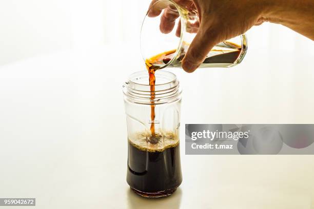 butter coffee diet. bulletproof coffee.coffee is made to a blender. - t maz stock pictures, royalty-free photos & images