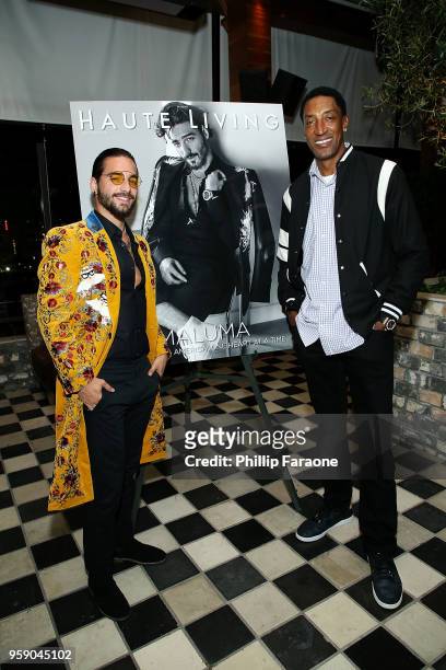 Maluma and Scottie Pippen attend the Haute Living Celebrates Maluma with JetSmarter and Ciroc at The Highlight Room at the Dream Hollywood on May 15,...