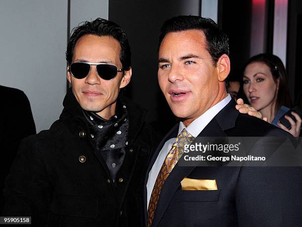 Singer Marc Anthony and author Scott Barnes and singer and actress Jennifer Lopez attends Scott Barnes' "About Face" book launch party at Provocateur...