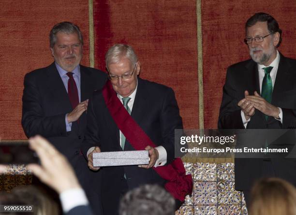 Victor Garcia de la Concha receives from the hands of Mariano Rajoy and Inigo Mendez de Vigo the 'Alfonso X El Sabio' Grand Cross of the Civil Order...