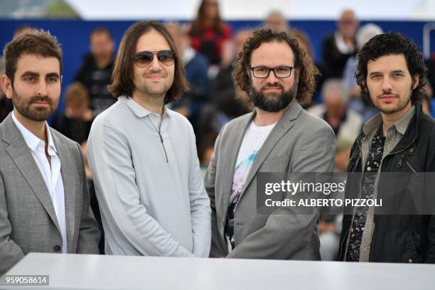 Director of photography Mike Gioulakis, US director David Robert Mitchell, US editor Julio Perez IV and US music composer Rich Vreeland pose on May...