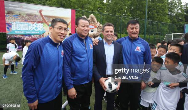 English former footballer Michael Owen attends Hisense 'Road to Russia' FIFA World Cup event on May 15, 2018 in Qingdao, Shandong Province of China.