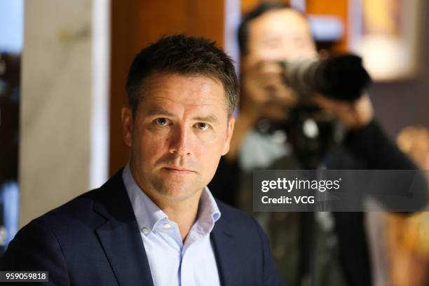 English former footballer Michael Owen attends Hisense 'Road to Russia' FIFA World Cup event on May 15, 2018 in Qingdao, Shandong Province of China.