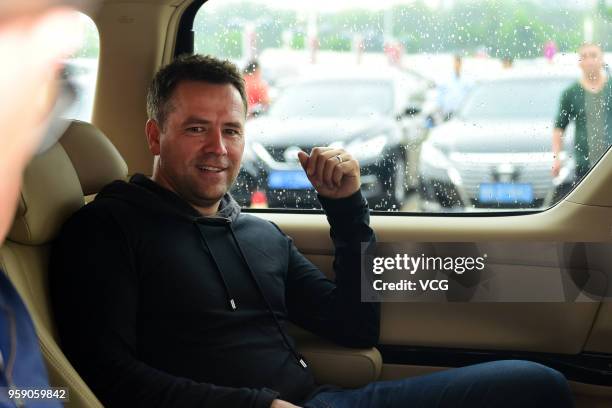 English former footballer Michael Owen attends Hisense 'Road to Russia' FIFA World Cup event on May 15, 2018 in Qingdao, Shandong Province of China.