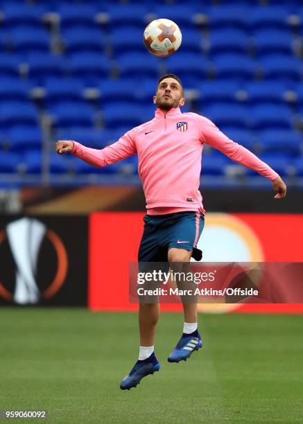 Koke of Atletico Madrid during a training session at Stade de Lyon ahead of the UEFA Europa League Final between Olympique de Marseille and Club...