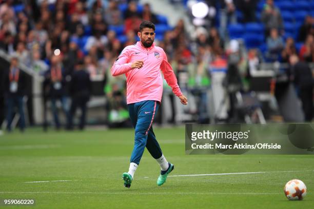 Diego Costa of Atletico Madrid during a training session at Stade de Lyon ahead of the UEFA Europa League Final between Olympique de Marseille and...