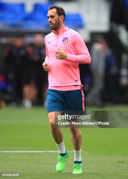 Diego Godin of Atletico Madrid during a training session at Stade de Lyon ahead of the UEFA Europa League Final between Olympique de Marseille and...