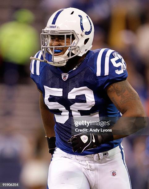 Cody Glenn of the Indianapolis Colts reacts during the NFL game against the Tennessee Titans at Lucas Oil Stadium on December 6, 2009 in...