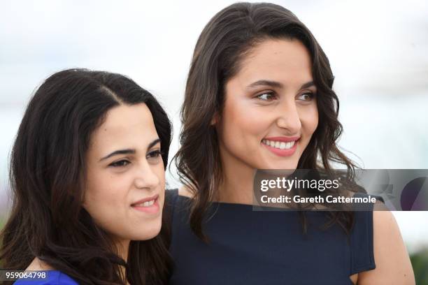 Actresses Maha Allen and Sarah Perles attends "Sofia" Photocall during the 71st annual Cannes Film Festival at Palais des Festivals on May 16, 2018...