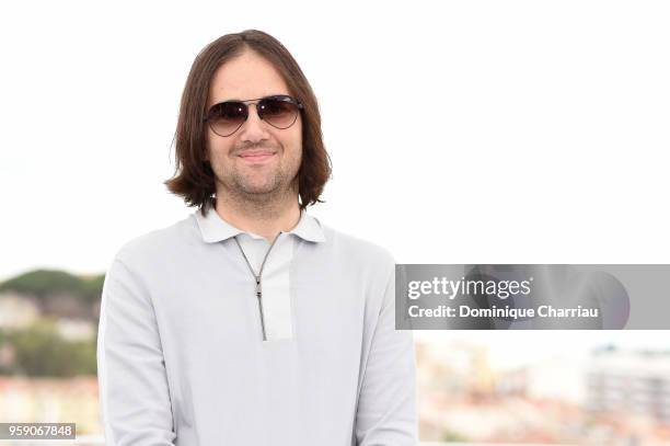 Director David Robert Mitchell attends "Under The Silver Lake" Photocall during the 71st annual Cannes Film Festival at Palais des Festivals on May...