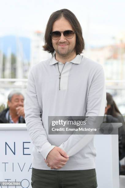 Director David Robert Mitchell attends "Under The Silver Lake" Photocall during the 71st annual Cannes Film Festival at Palais des Festivals on May...