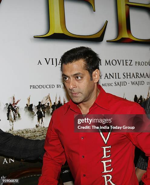 Bollywood actor Salman Khan at a press conference in New Delhi to promote his upcoming film Veer on Tuesday, January 19, 2010.