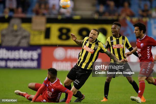 Anouar Kali of FC Utrecht , Luc Castaignos of Vitesse , Thulani Serero of Vitesse , Yassin Ayoub of FC Utrecht during the Dutch Eredivisie match...