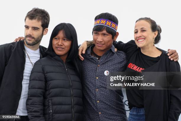 Portuguese film director Joao Salaviza, Brazilian actress Koto Kraho, Brazilian actor Ihjac Kraho and Brazilian film director Renee Nader Messora...