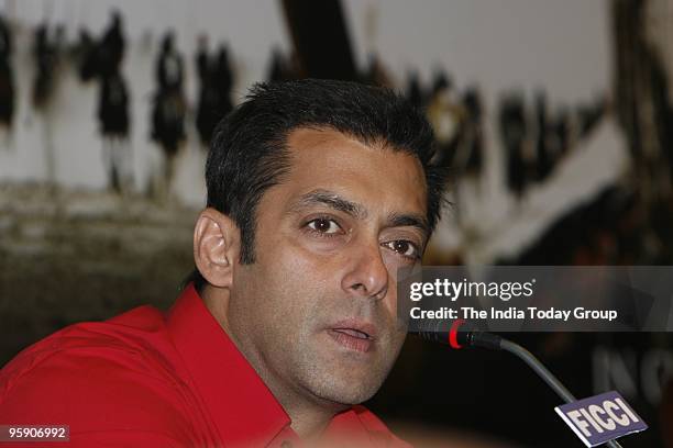 Bollywood actor Salman Khan at a press conference in New Delhi to promote his upcoming film Veer on Tuesday, January 19, 2010.