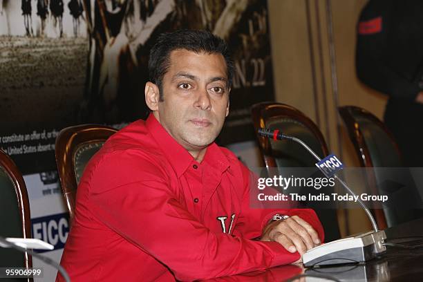 Bollywood actor Salman Khan at a press conference in New Delhi to promote his upcoming film Veer on Tuesday, January 19, 2010.