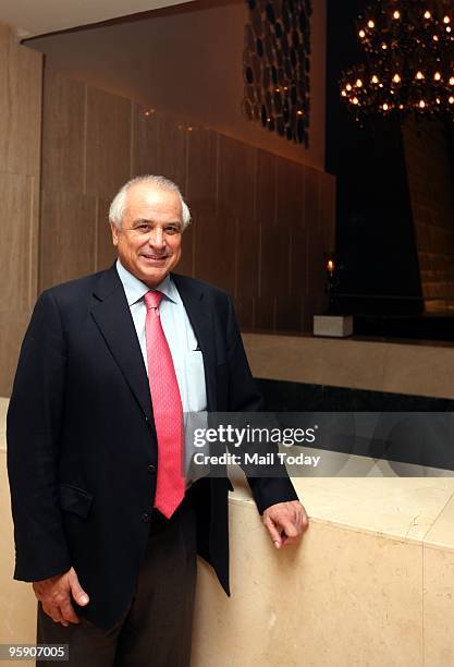 President Leandro Negre during Hockey World Cup Press Conference in New Delhi on Tuesday.