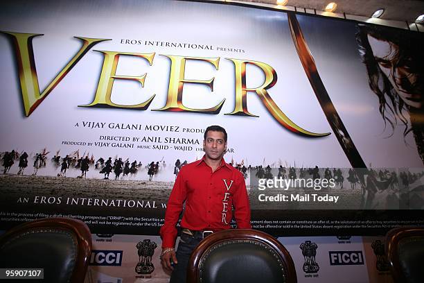 Actor Salman Khan during Anti Terrorist Veer Bravery Awards function in New Delhi on Tuesday. Salman is playing the lead role in forthcoming...