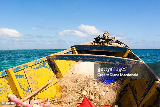 the bow of a small boat, fiji - fiji fishing stock pictures, royalty-free photos & images
