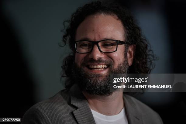 Editor Julio Perez IV attends a press conference on May 16, 2018 for the film "Under the Silver Lake" at the 71st edition of the Cannes Film Festival...