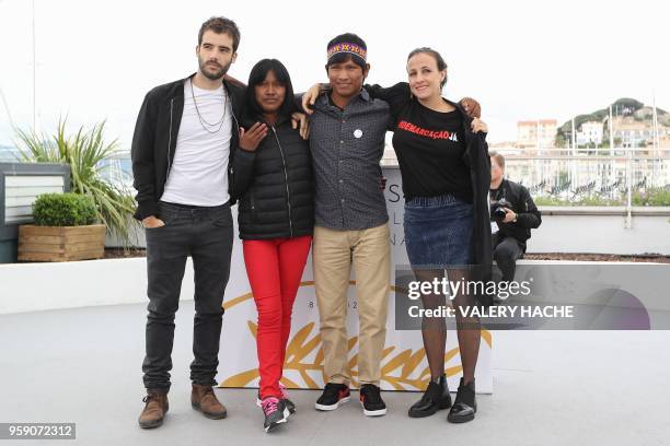 Portuguese film director Joao Salaviza, Brazilian actress Koto Kraho, Brazilian actor Ihjac Kraho and Brazilian film director Renee Nader Messora...