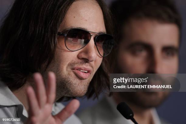 Director David Robert Mitchell speaks during a press conference on May 16, 2018 for the film "Under the Silver Lake" at the 71st edition of the...