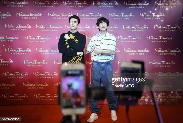 Actor Lin Gengxin attends the unveiling ceremony of his wax figure at Madame Tussauds on May 15, 2018 in Wuhan, China.