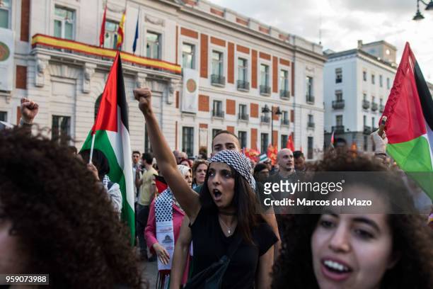 Woman protesting against the last deaths in Gaza Strip coinciding with the Nakba Day. Palestinians showed solidarity the day after Israeli army...
