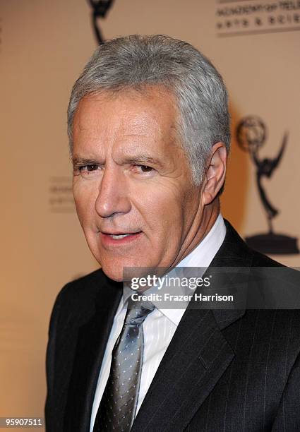 Actor Alex Trebek arrives at the Academy Of Television Arts & Sciences' 19th Annual Hall Of Fame Induction at the Beverly Hills Hotel on January 20,...