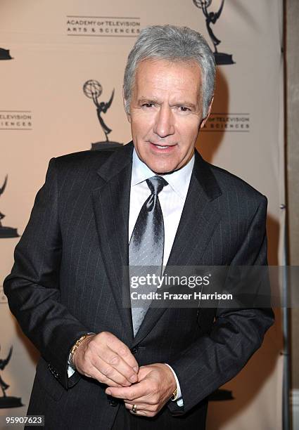 Actor Alex Trebek arrives at the Academy Of Television Arts & Sciences' 19th Annual Hall Of Fame Induction at the Beverly Hills Hotel on January 20,...
