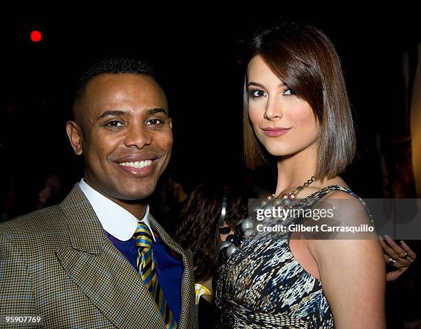 Designer Edwing D'Angelo and Miss Universe 2009 Stephanie Fernandez attend the "The mun2 Look" VIP Launch Party at 1OAK on January 20, 2010 in New...
