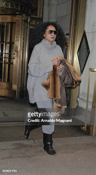 Diana Ross leaves a building on Fifth Avenue on January 20, 2010 in New York City.