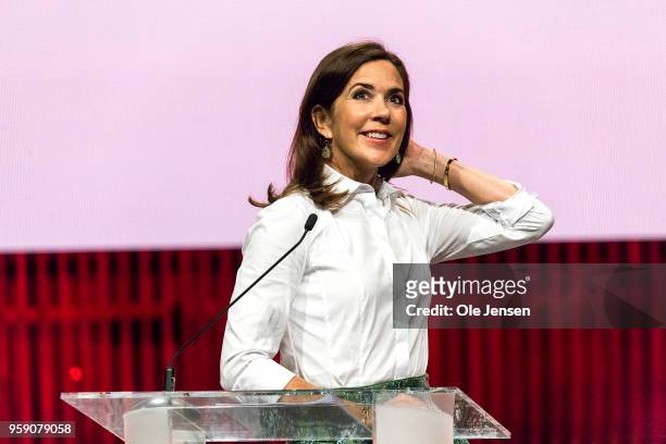 Crown Princess Mary of Denmark speaks at the 'Copenhagen Fashion Summit 2018' conference on May 16 in Copenhagen, Denmark. The Crown Princess spoke...