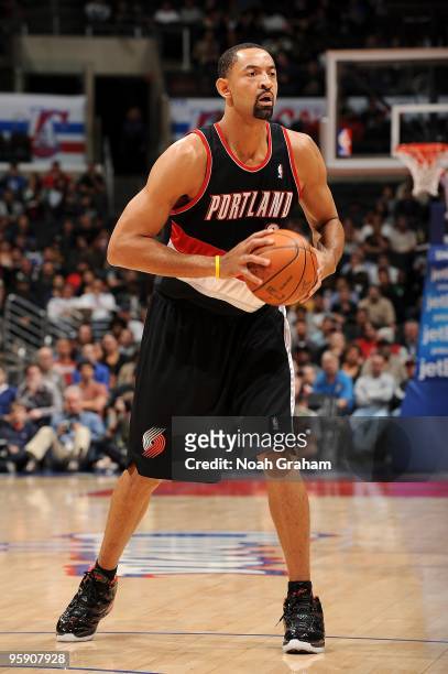 Juwan Howard of the Portland Trail Blazers moves the ball to the basket during the game against the Los Angeles Clippers on January 4, 2010 at...