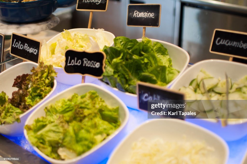 Variety of lettuces on a bowl