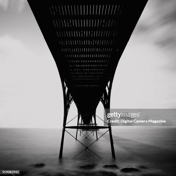 Long exposure of waves beneath Clevedon Pier on the Somerset coast, taken on August 18, 2010.