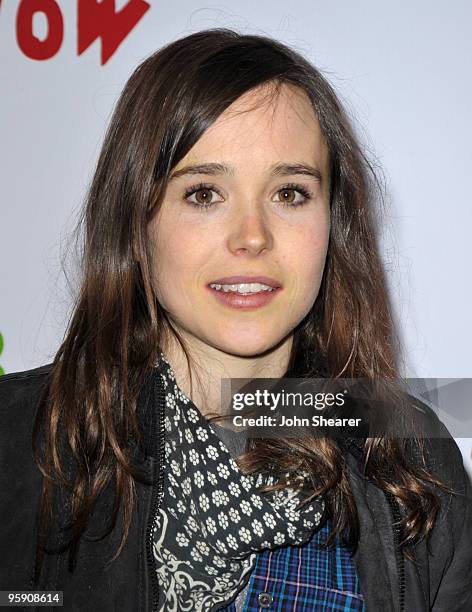 Actress Ellen Page arrives to the opening night of "The Pee Wee Herman Show" at Club Nokia on January 20, 2010 in Los Angeles, California.